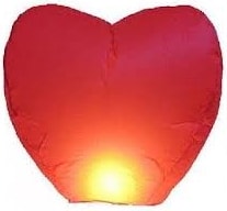 uçan fener 30 adet kırmızı kalp dilek balonu